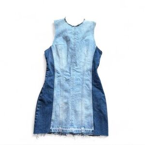 Zara Two-Tone Blue Denim Mini Dress